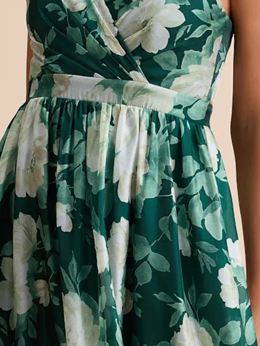 Lulus Floral Maxi Dress Green White Ruffle Strap Empire Waist Size L NWT - Picture 8 of 13